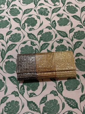 Gold and Silver Crystal-Embellished Evening Clutch